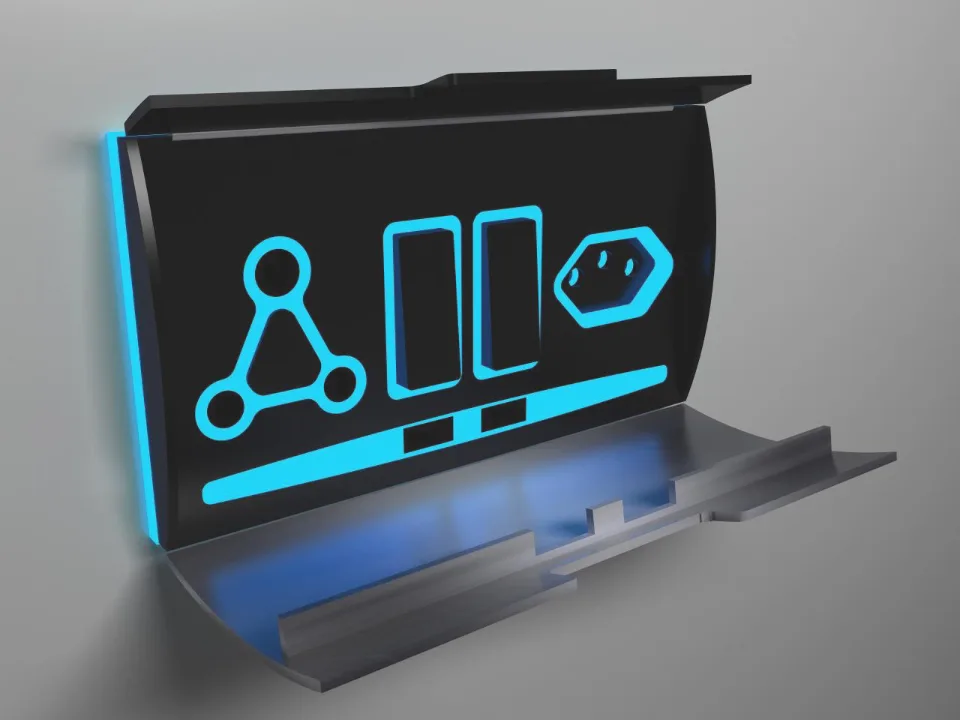 MUWS smart-power wall unit, rendered